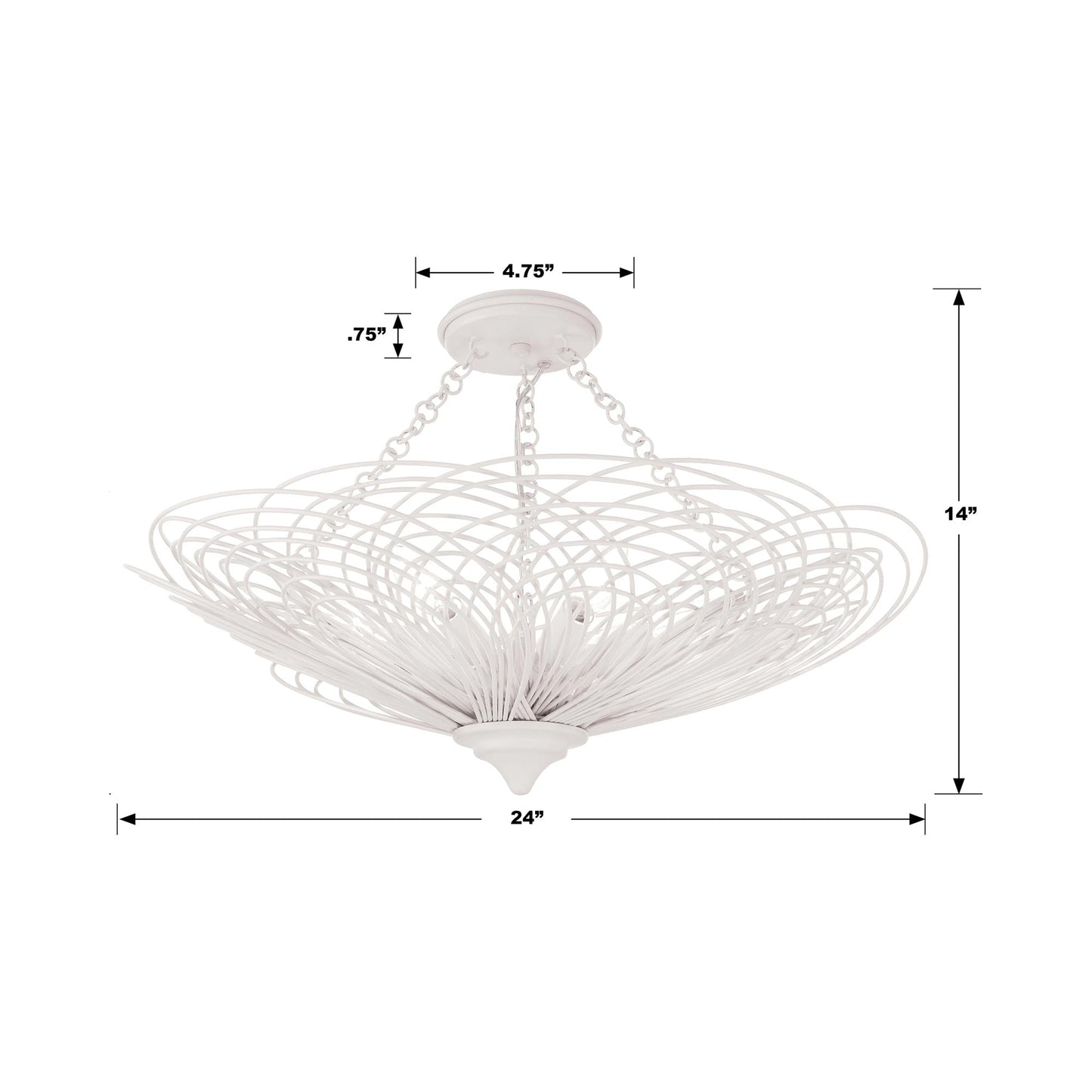 Doral Semi Flush Mount Ceiling Light - line drawing.