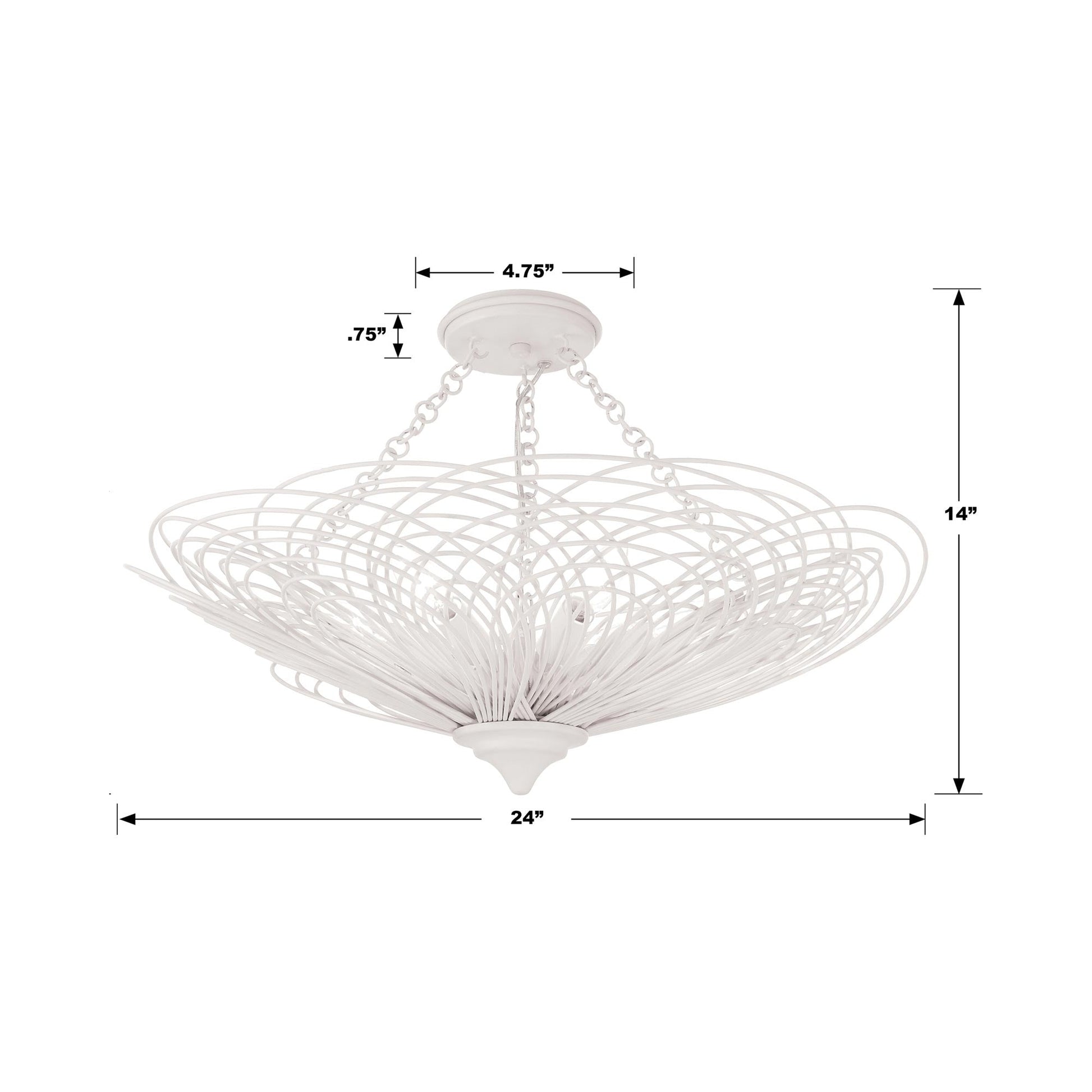 Doral Semi Flush Mount Ceiling Light - line drawing.