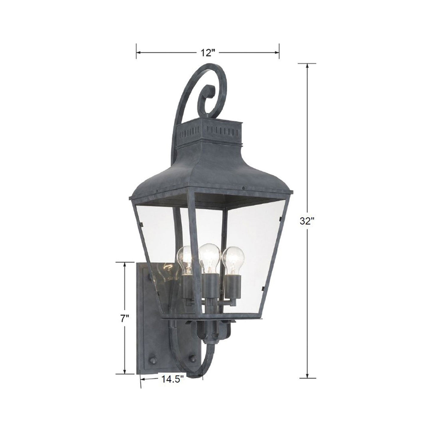 Dumont Outdoor Wall Light - line drawing.
