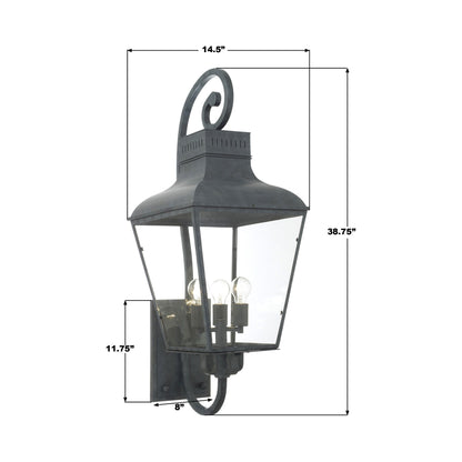 Dumont Outdoor Wall Light - line drawing.