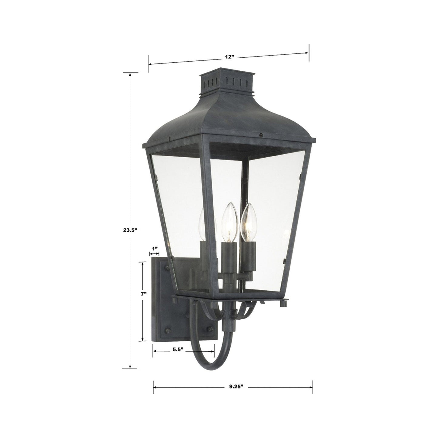 Dumont Outdoor Wall Light - line drawing.