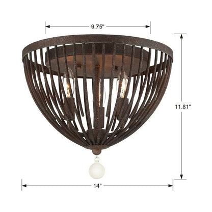 Duval Flush Mount Ceiling Light - line drawing.