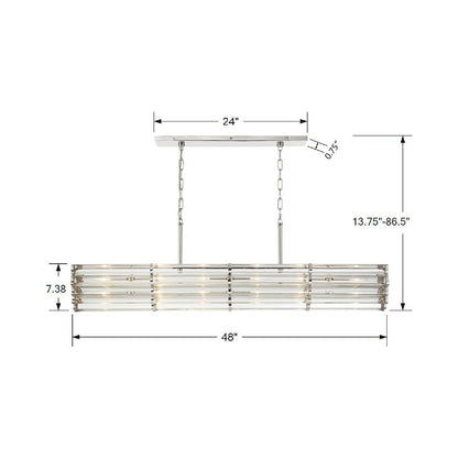 Elliot Linear Chandelier - line drawing.