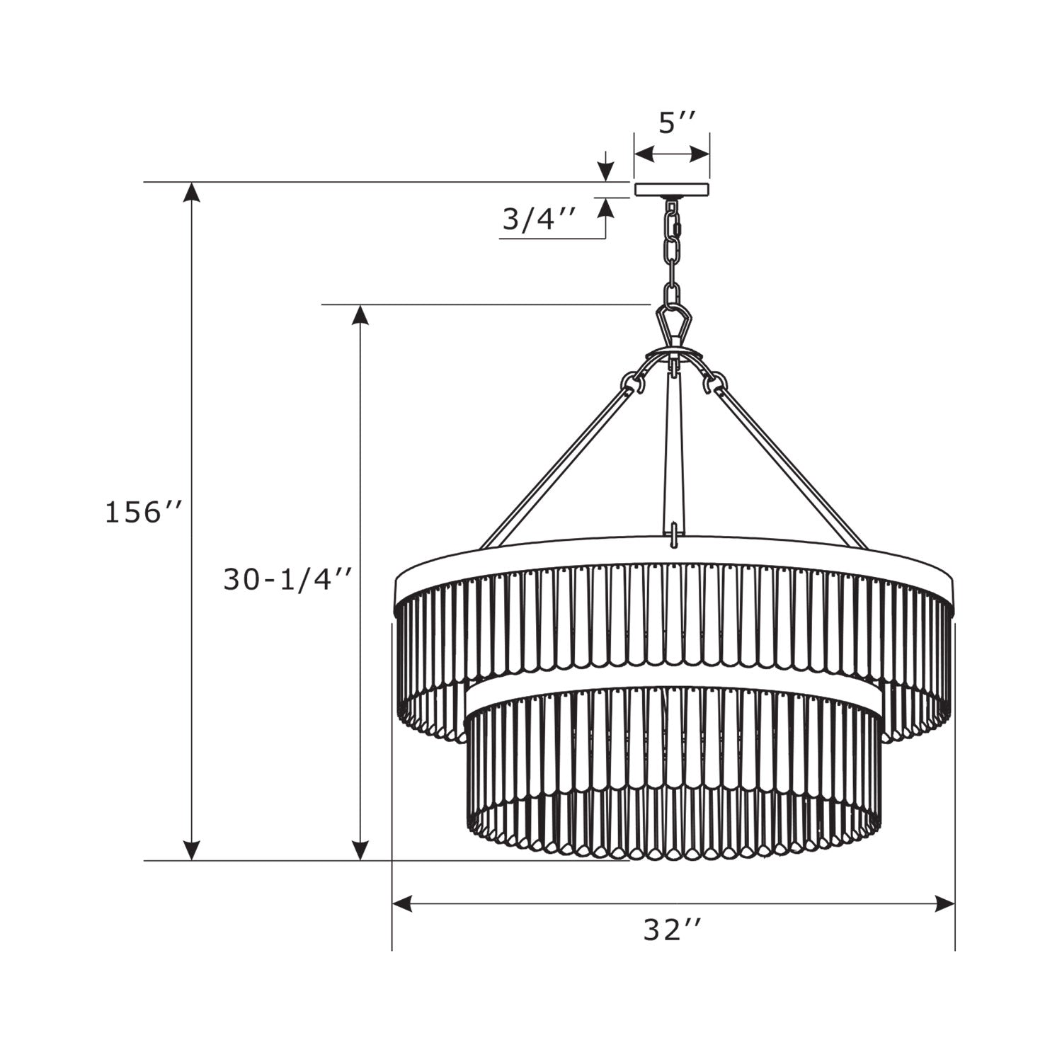 Emory Chandelier - line drawing.