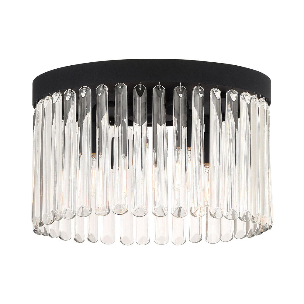 Emory Flush Mount Ceiling Light in Black Forged.