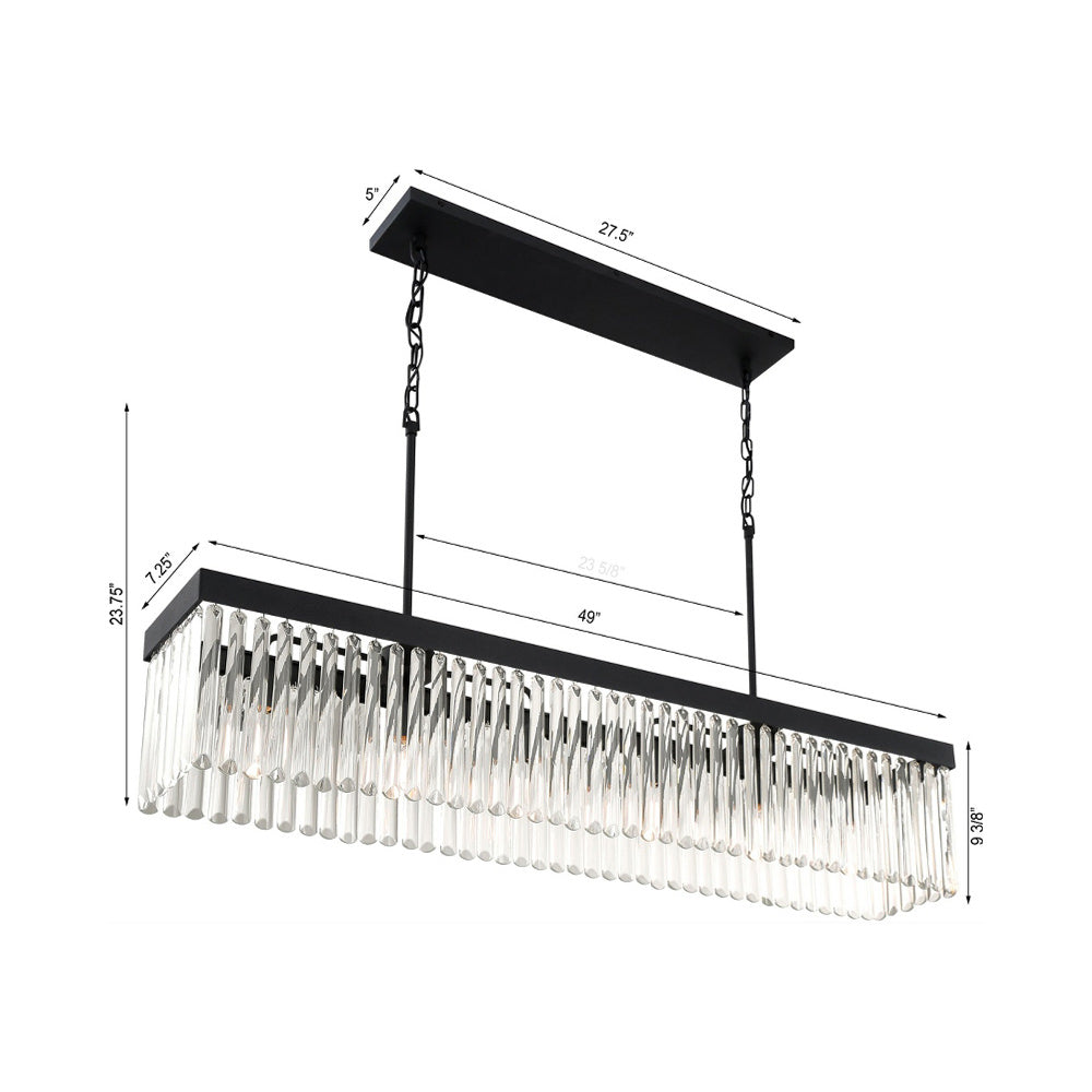 Emory Linear Chandelier - line drawing.