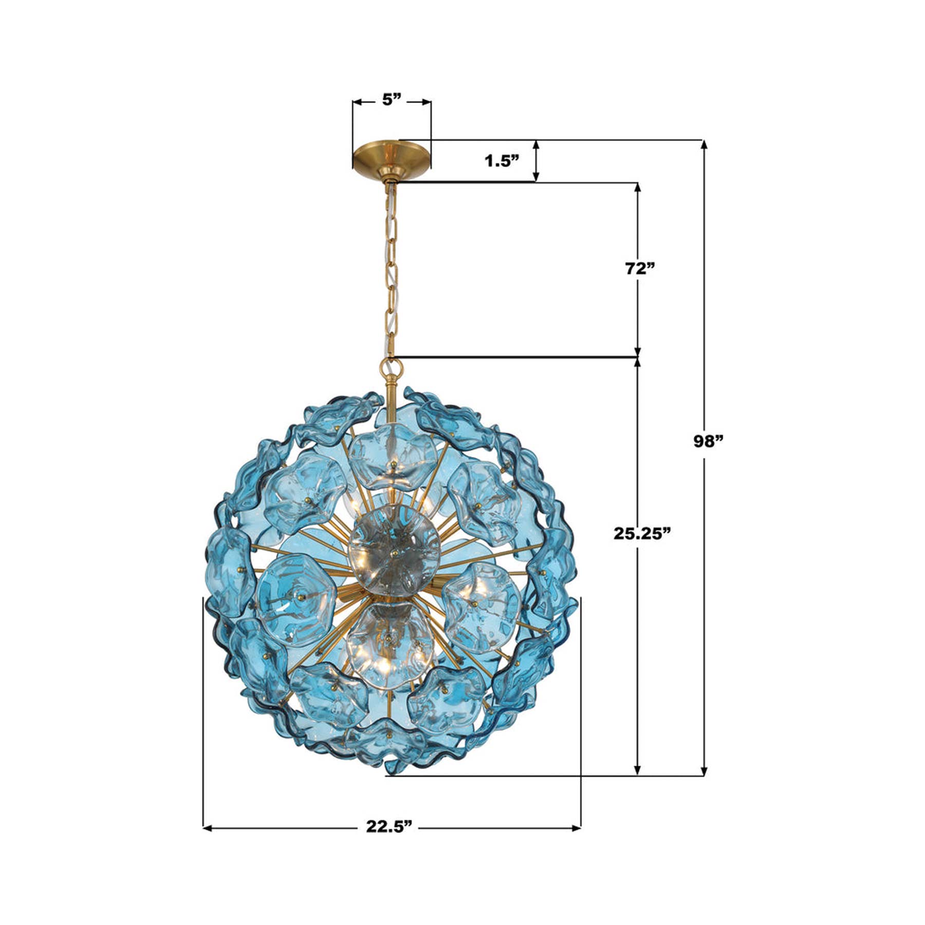 Esme Pendant Light - line drawing.