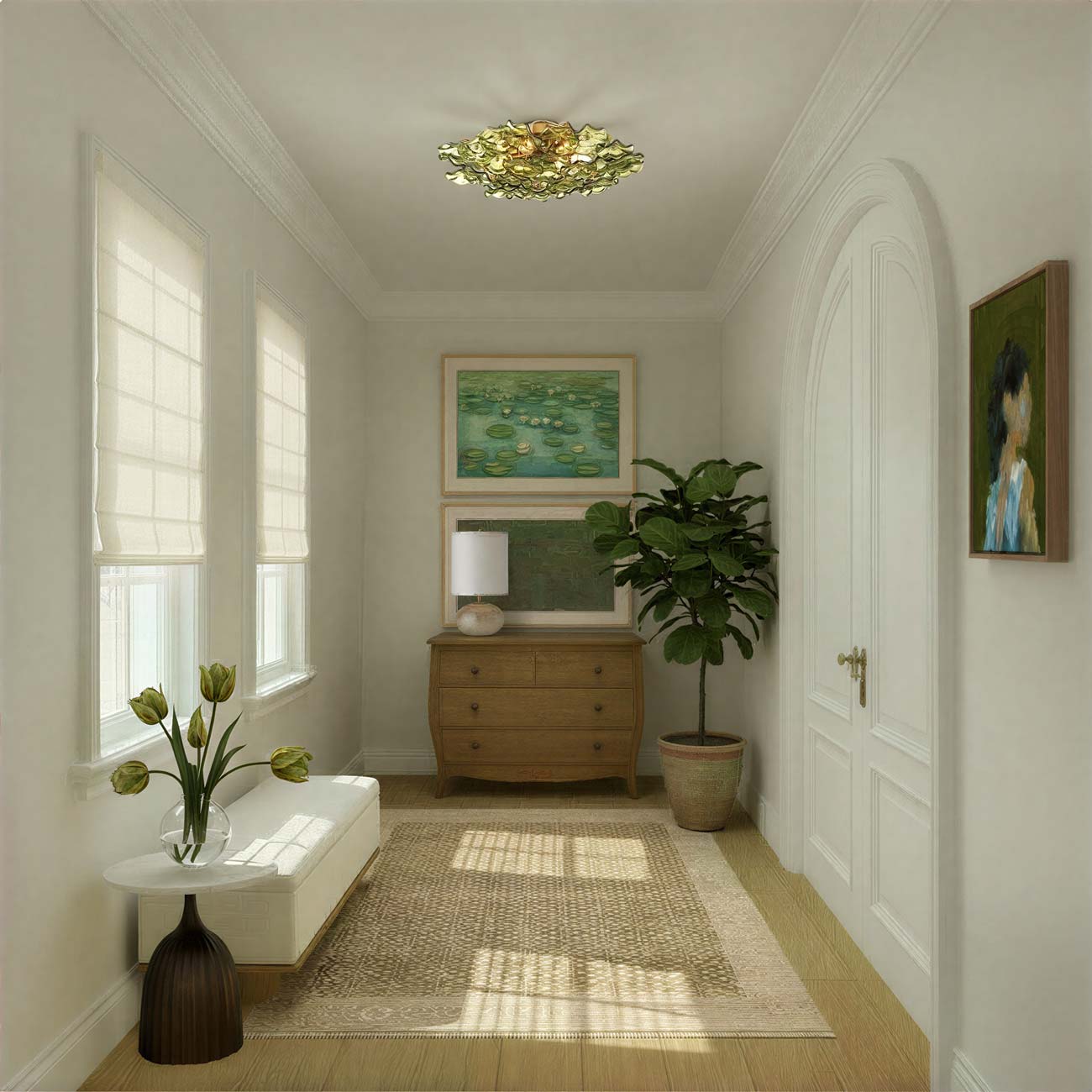 Esme Semi Flush Mount Ceiling Light in hallway.