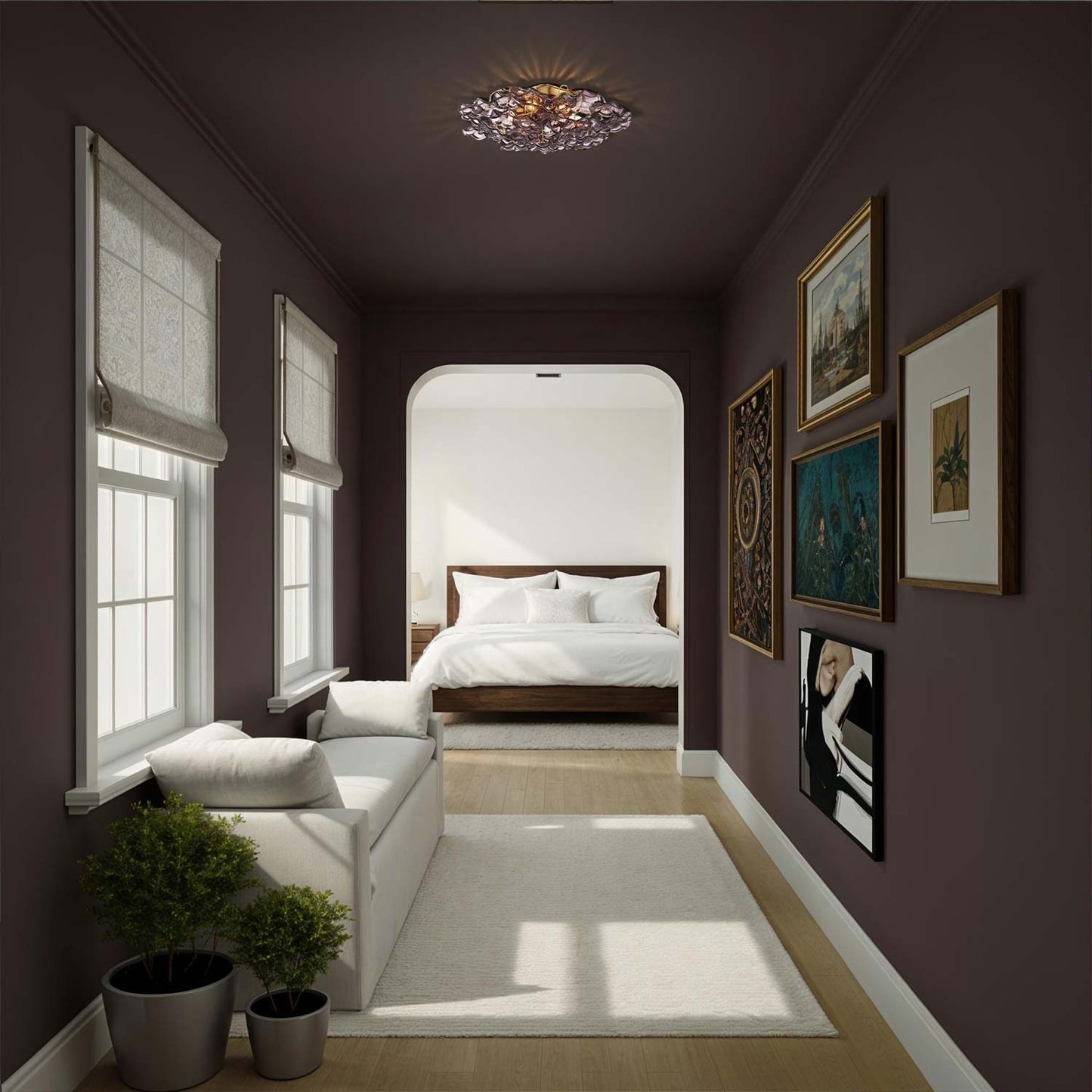 Esme Semi Flush Mount Ceiling Light in hallway.