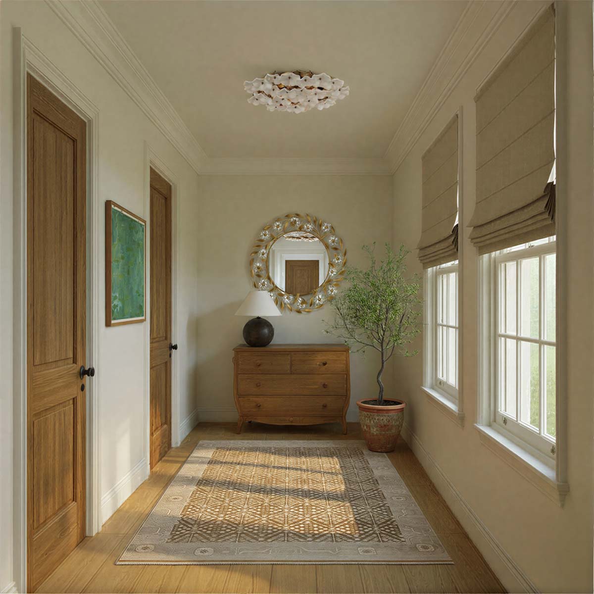 Esme Semi Flush Mount Ceiling Light in hallway.