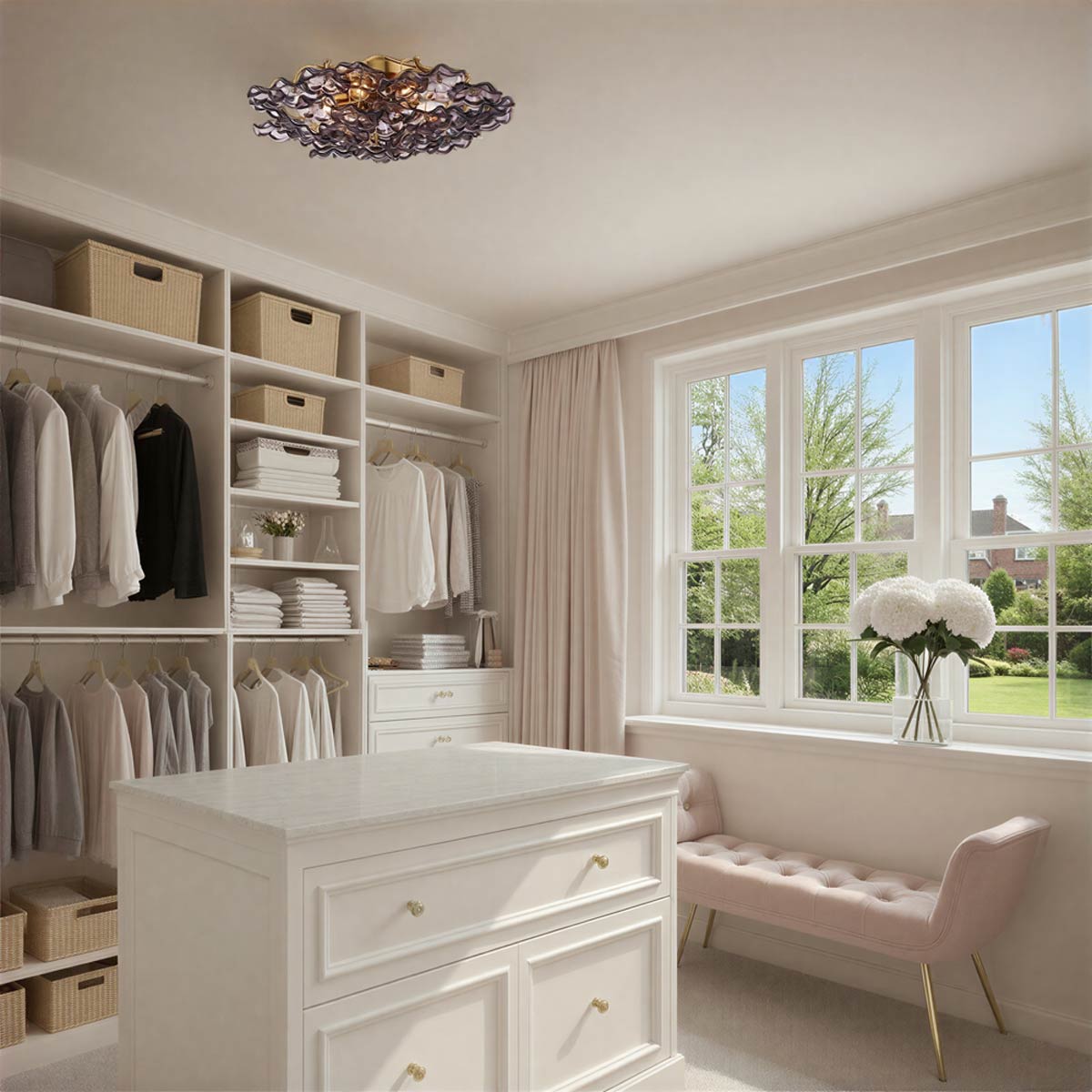 Esme Semi Flush Mount Ceiling Light in changing room.