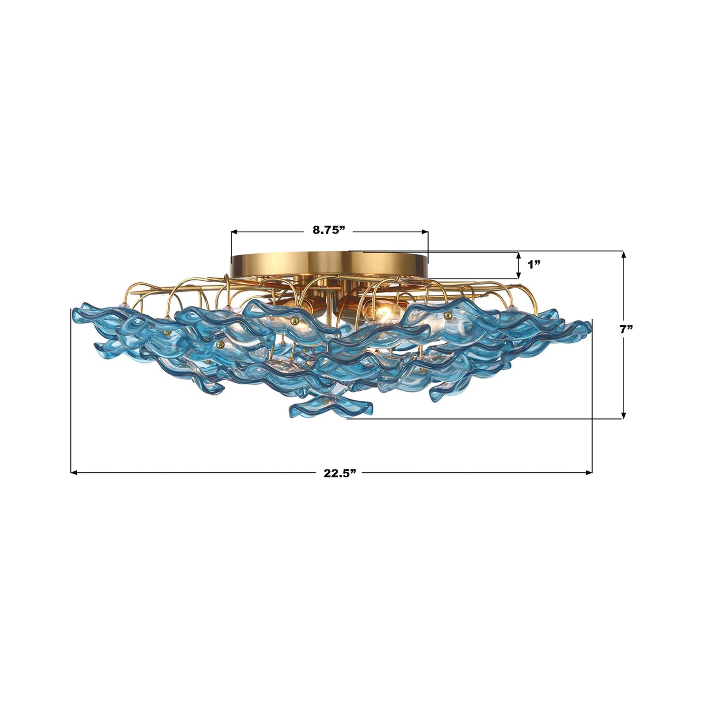 Esme Semi Flush Mount Ceiling Light - line drawing.