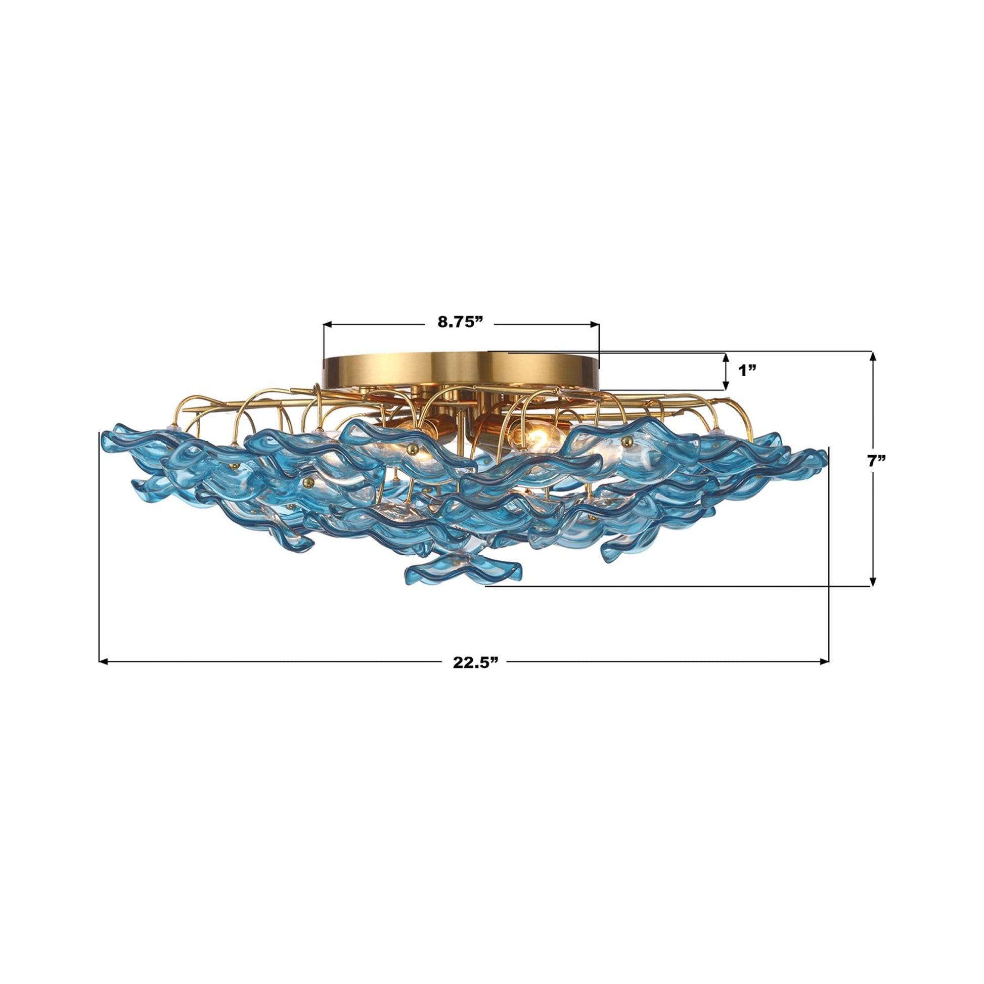 Esme Semi Flush Mount Ceiling Light - line drawing.