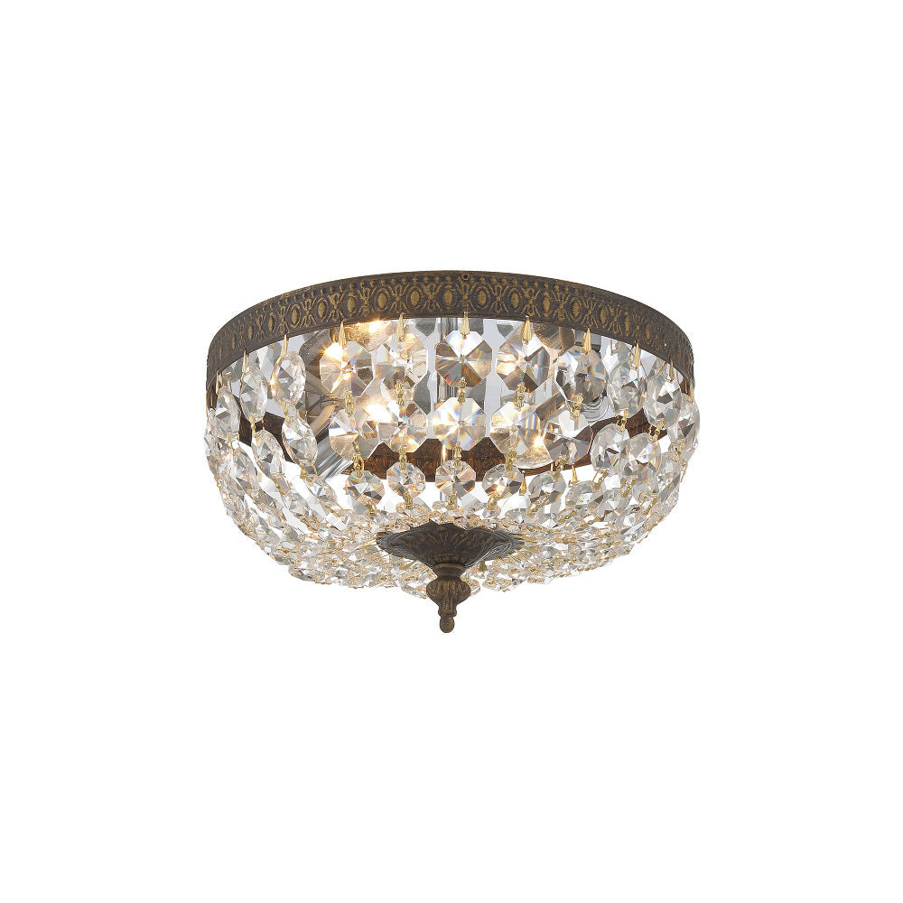 Flush Mount Ceiling Light in English Bronze/Clear Italian (10-Inch).