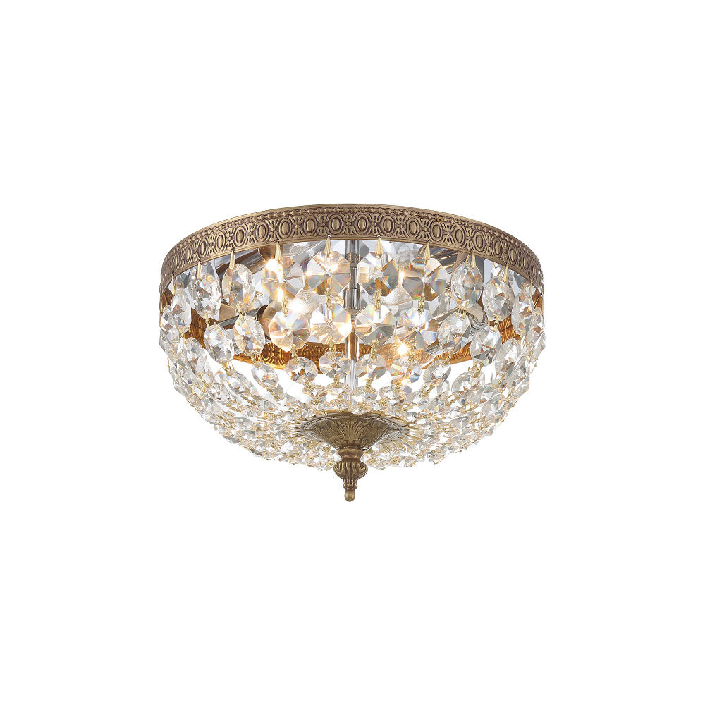 Flush Mount Ceiling Light in Olde Brass/Clear Italian (10-Inch).