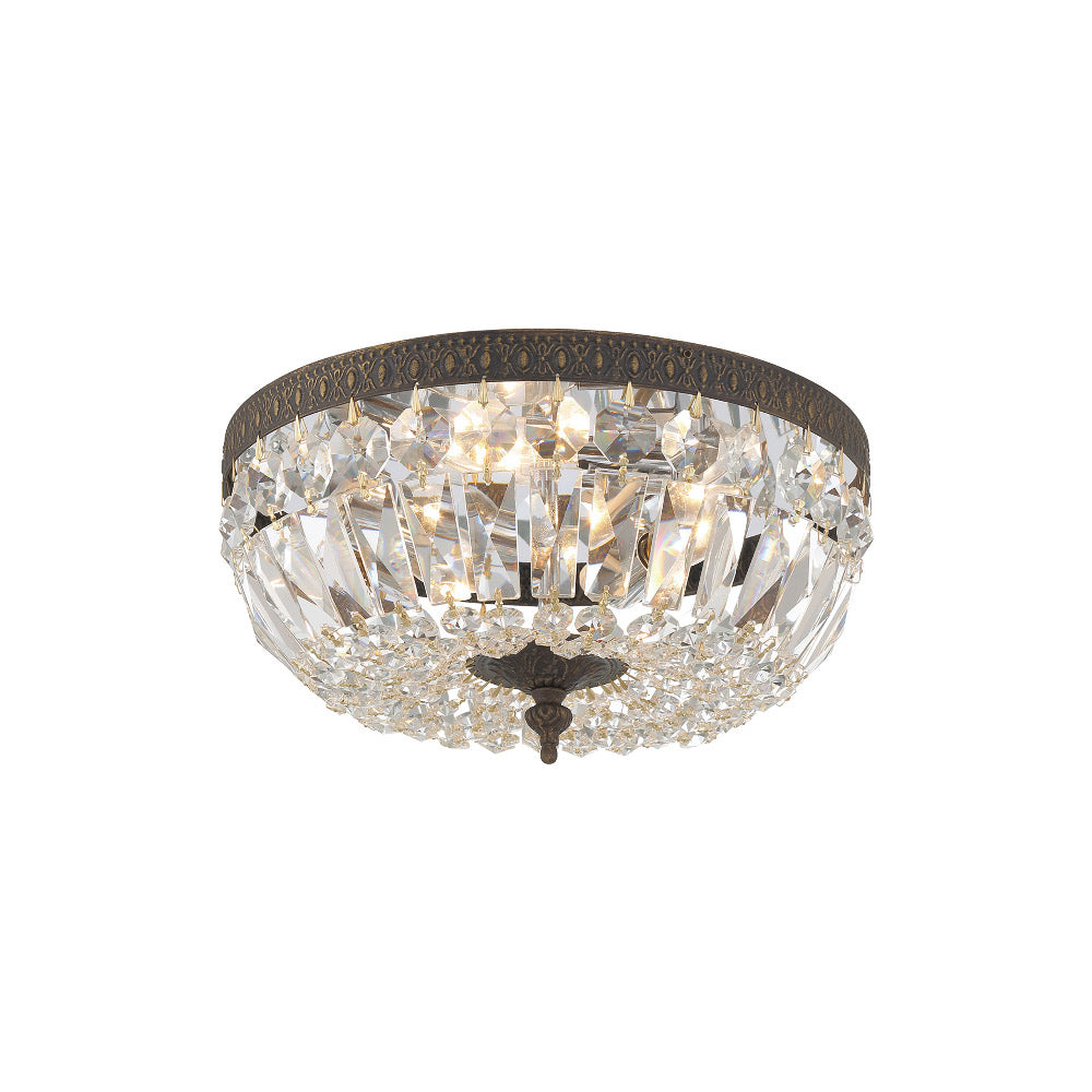 Flush Mount Ceiling Light in English Bronze/Clear Italian (12-Inch).