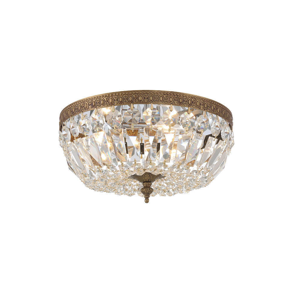Flush Mount Ceiling Light in Olde Brass/Clear Italian (12-Inch).