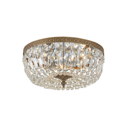 Flush Mount Ceiling Light in Olde Brass/Hand Cut Crystal (14-Inch).