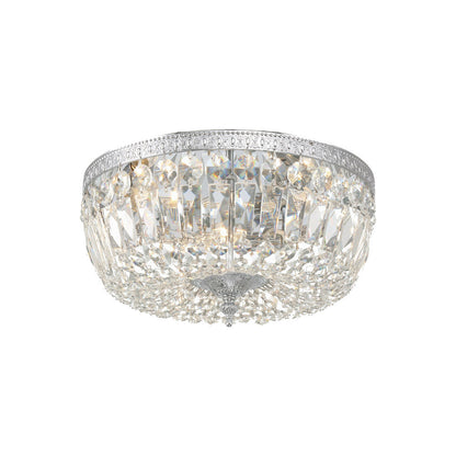 Flush Mount Ceiling Light in Polished Chrome/Hand Cut Crystal (14-Inch).
