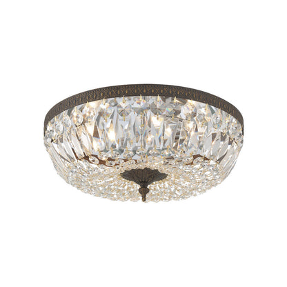 Flush Mount Ceiling Light in English Bronze/Hand Cut Crystal (16-Inch).