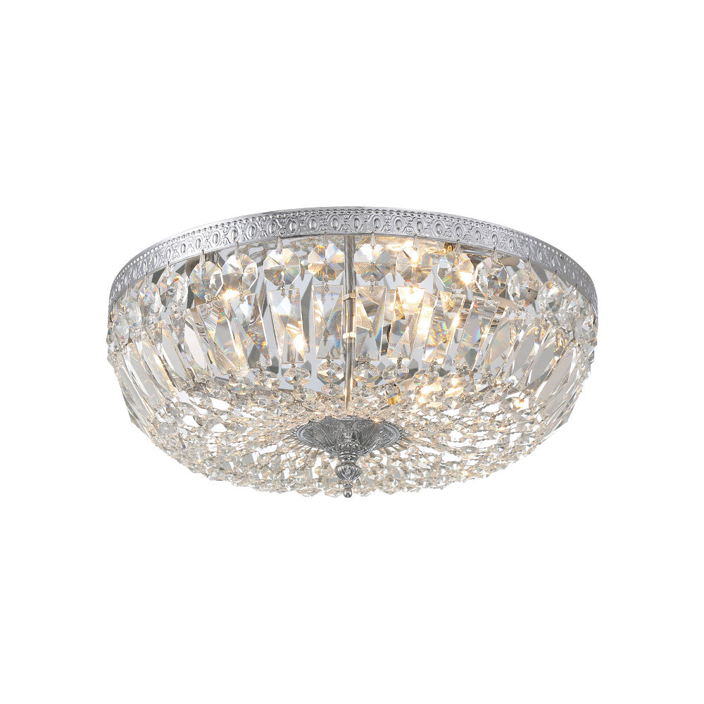 Flush Mount Ceiling Light in Polished Chrome/Hand Cut Crystal (16-Inch).