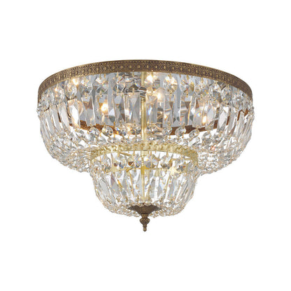 Flush Mount Ceiling Light in Olde Brass/Hand Cut Crystal (18-Inch).