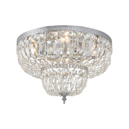 Flush Mount Ceiling Light in Polished Chrome/Hand Cut Crystal (18-Inch).