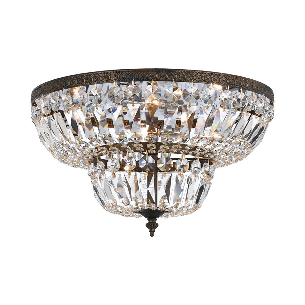 Flush Mount Ceiling Light in English Bronze/Hand Cut Crystal (24-Inch).