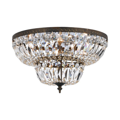 Flush Mount Ceiling Light in English Bronze/Hand Cut Crystal (24-Inch).