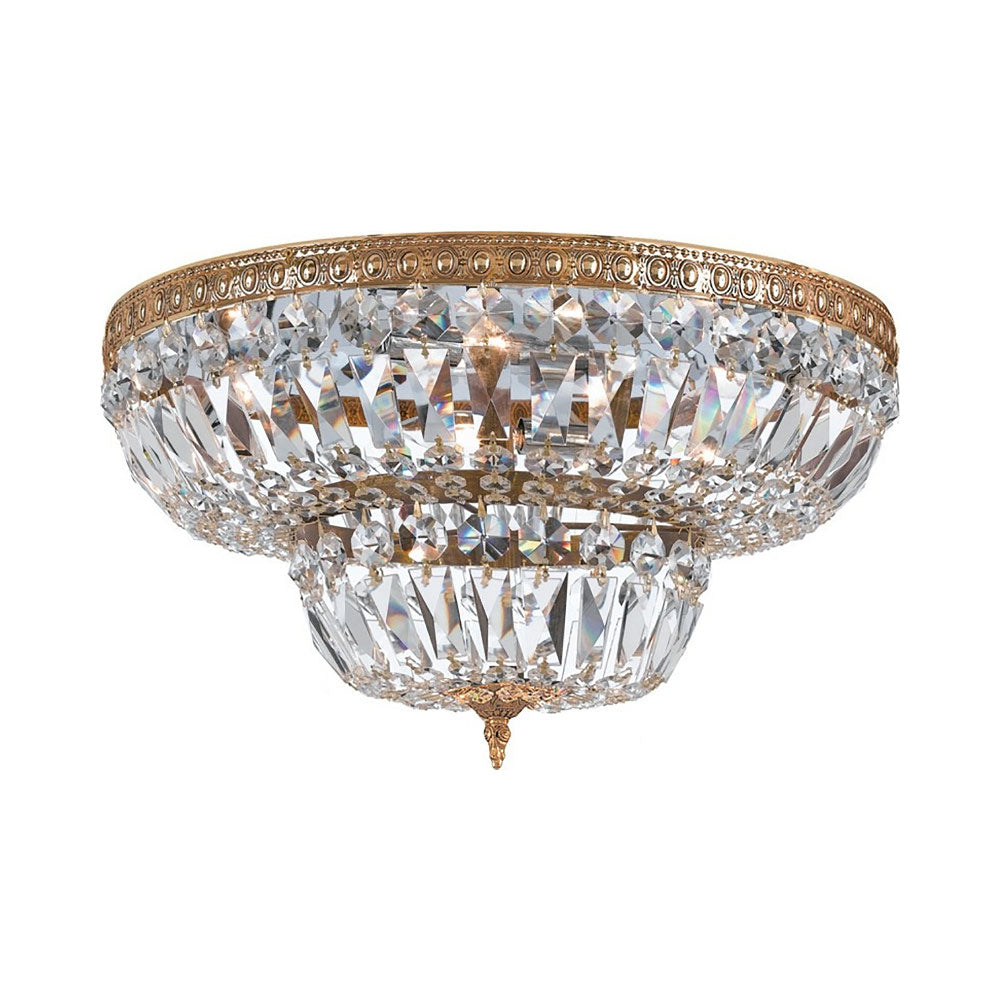 Flush Mount Ceiling Light in Olde Brass/Hand Cut Crystal (24-Inch).