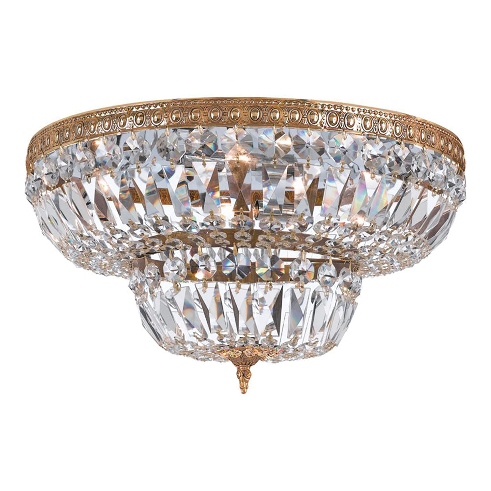 Flush Mount Ceiling Light in Olde Brass/Hand Cut Crystal (30-Inch).