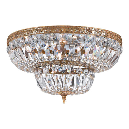 Flush Mount Ceiling Light in Olde Brass/Hand Cut Crystal (30-Inch).