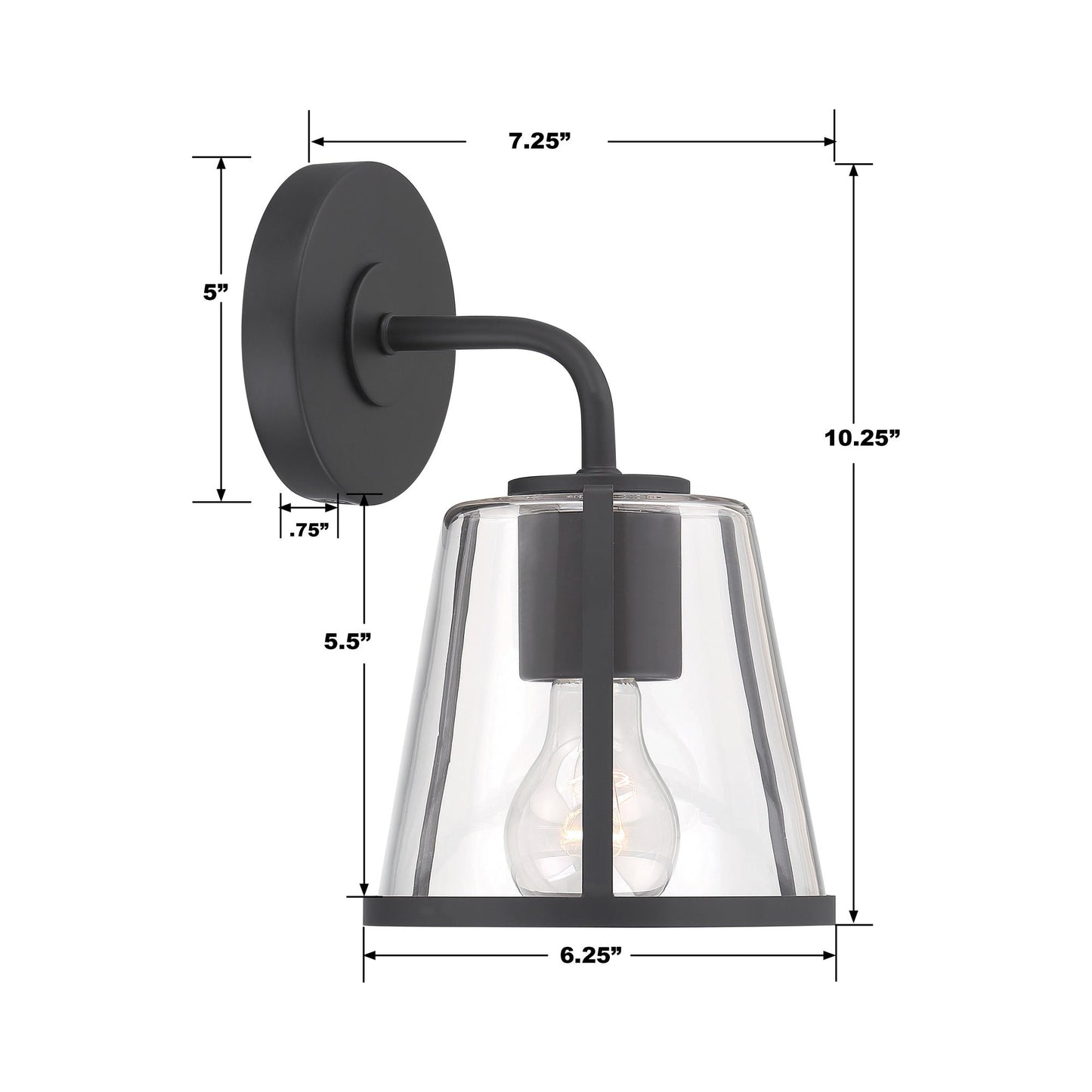 Fulton Bath Wall Light - line drawing.