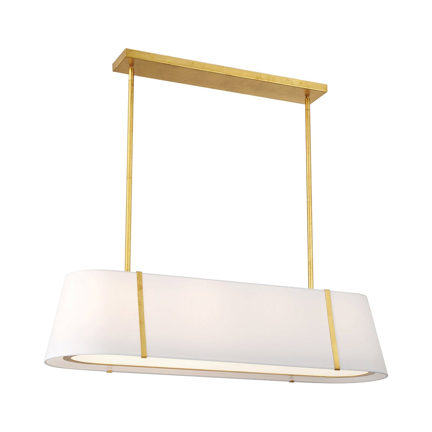 Fulton Linear Oval Chandelier in Antique Gold.