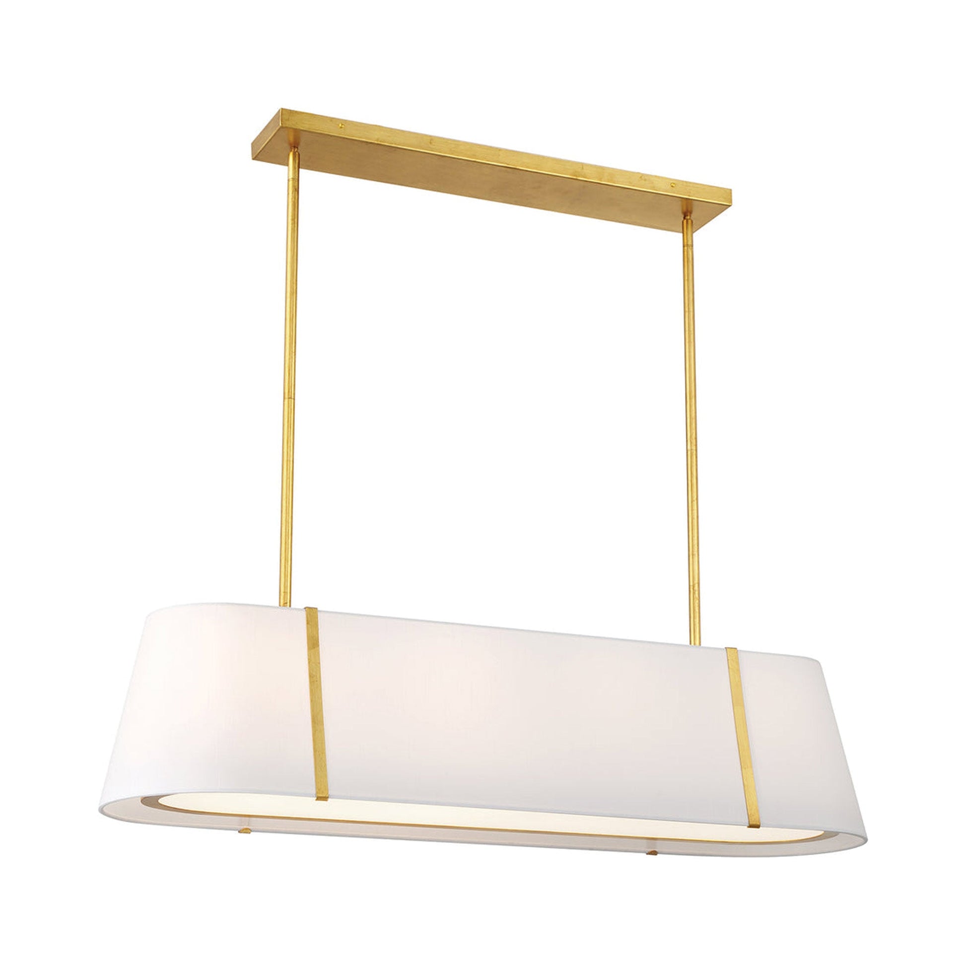 Fulton Linear Oval Chandelier in Antique Gold.