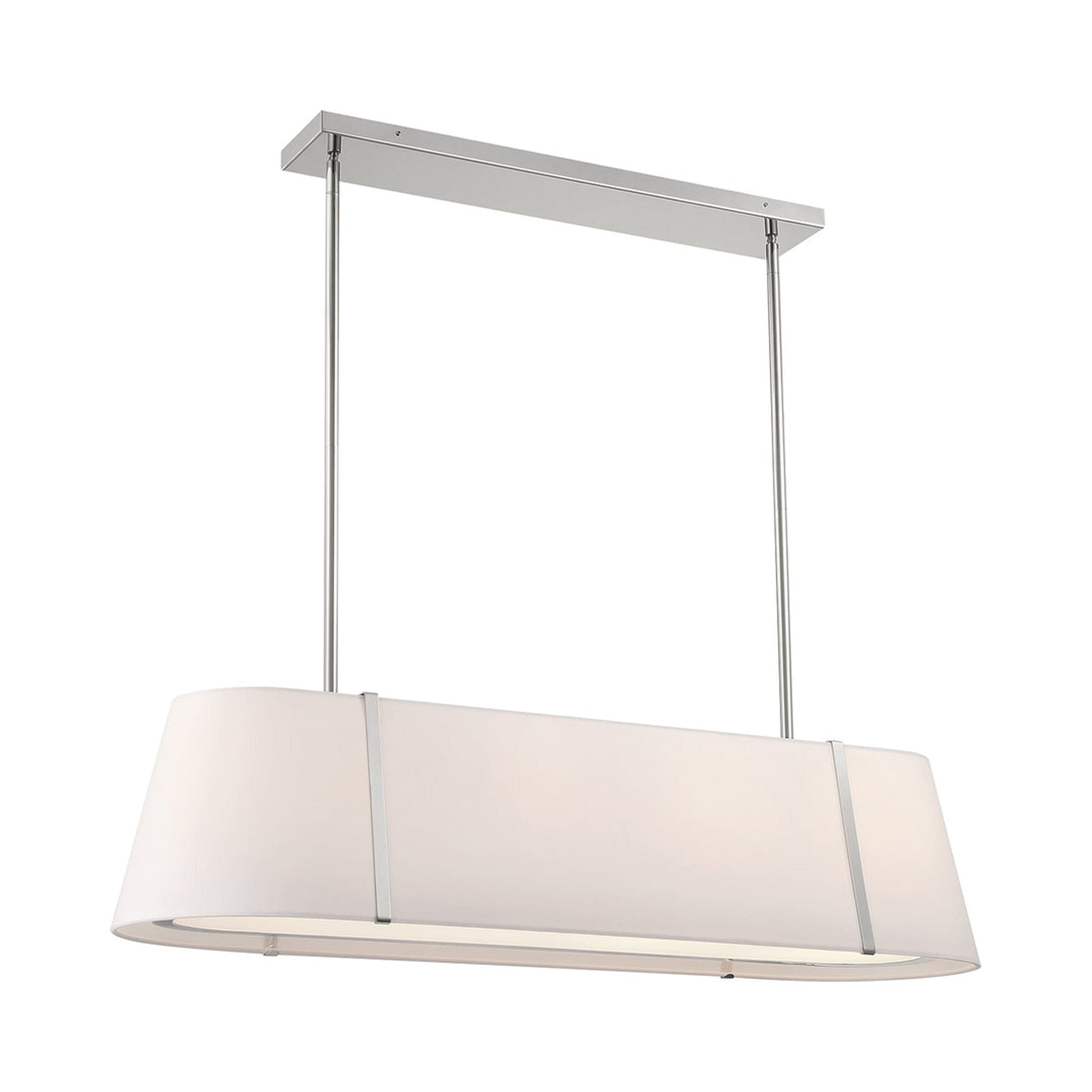 Fulton Linear Oval Chandelier in Polished Nickel.