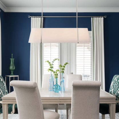 Fulton Linear Oval Chandelier in dining room.