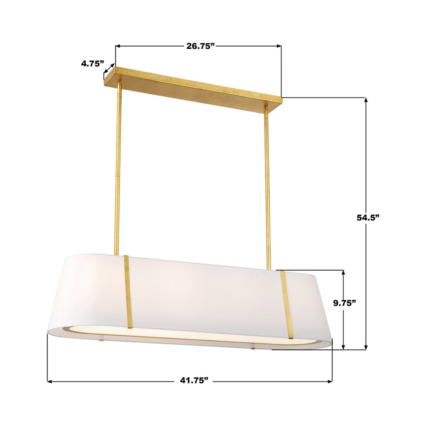 Fulton Linear Oval Chandelier - line drawing.
