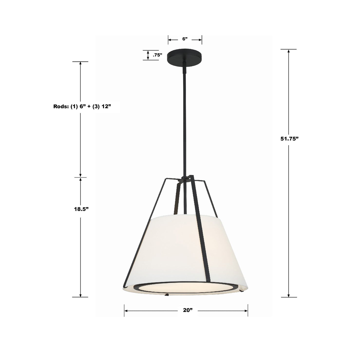 Fulton Pendant Light - line drawing.
