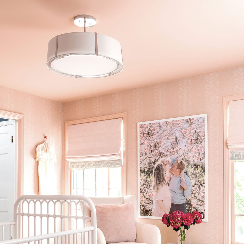 Fulton Semi Flush Mount Ceiling Light in living room.