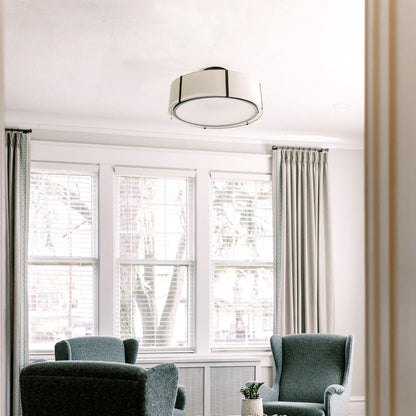 Fulton Semi Flush Mount Ceiling Light in bedroom.