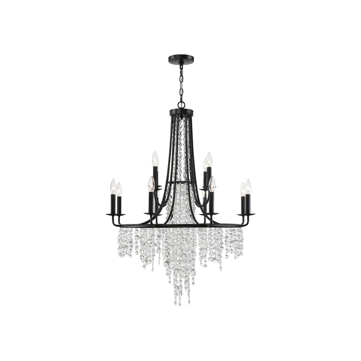 Gabrielle Multi Light Chandelier in Matte Black (12-Light).