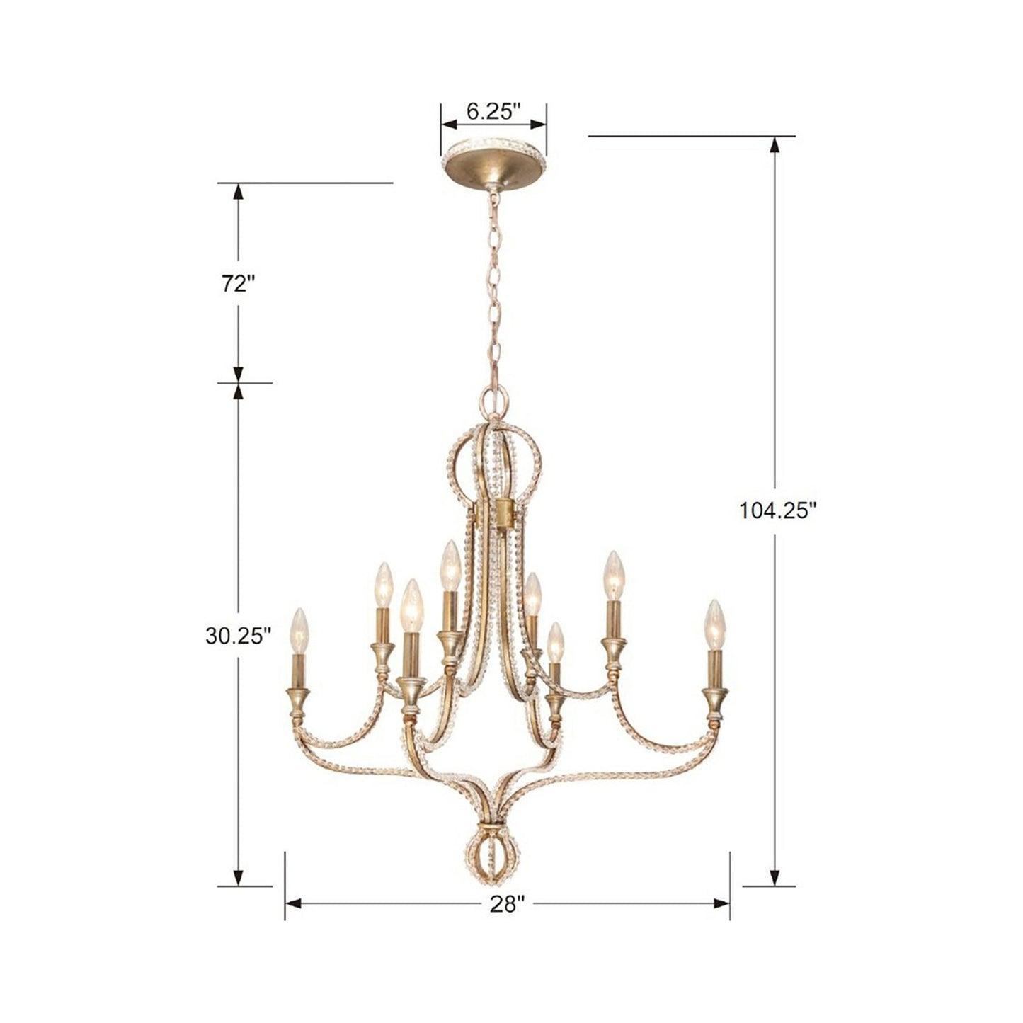 Garland Chandelier - line drawing.