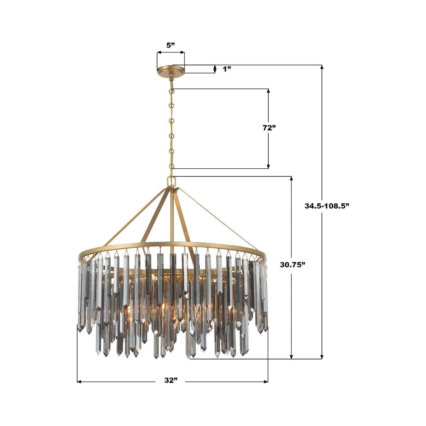 Gemma Chandelier - line drawing.