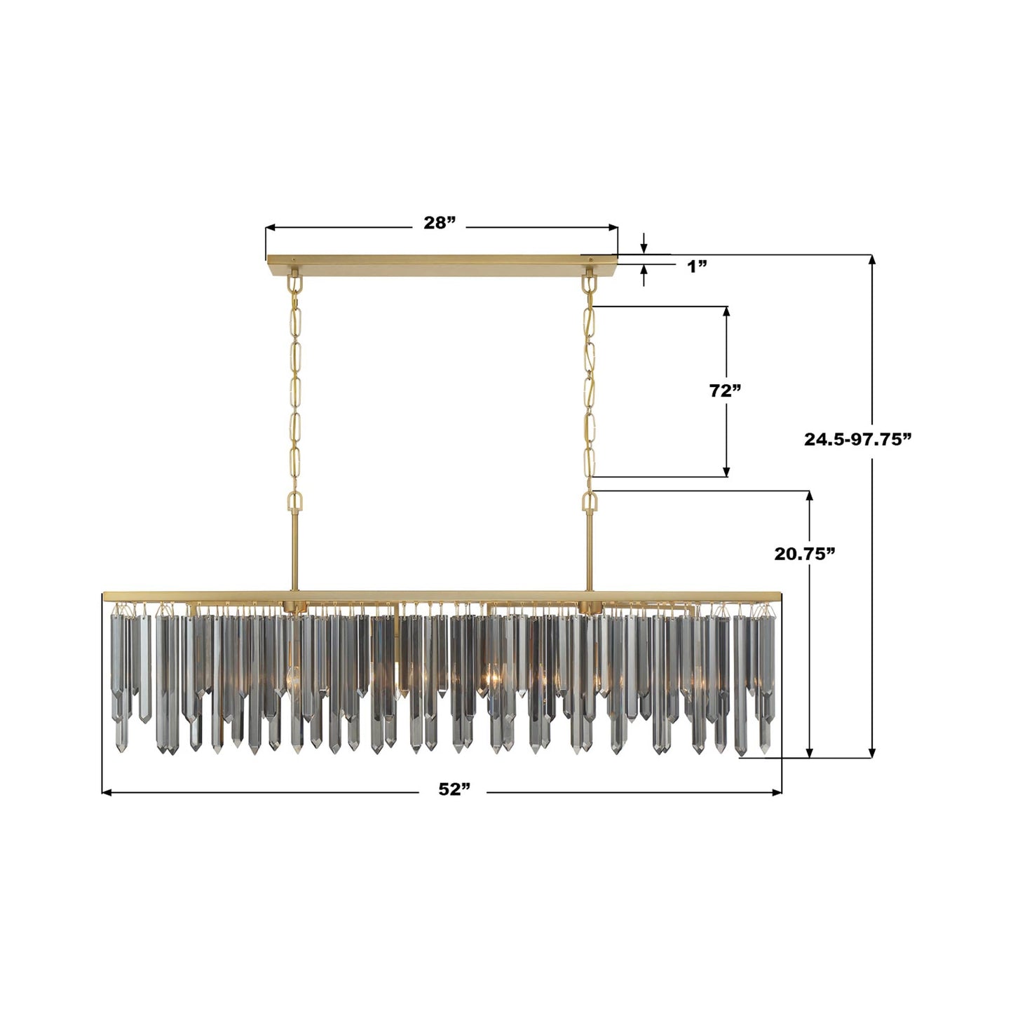Gemma Linear Chandelier - line drawing.