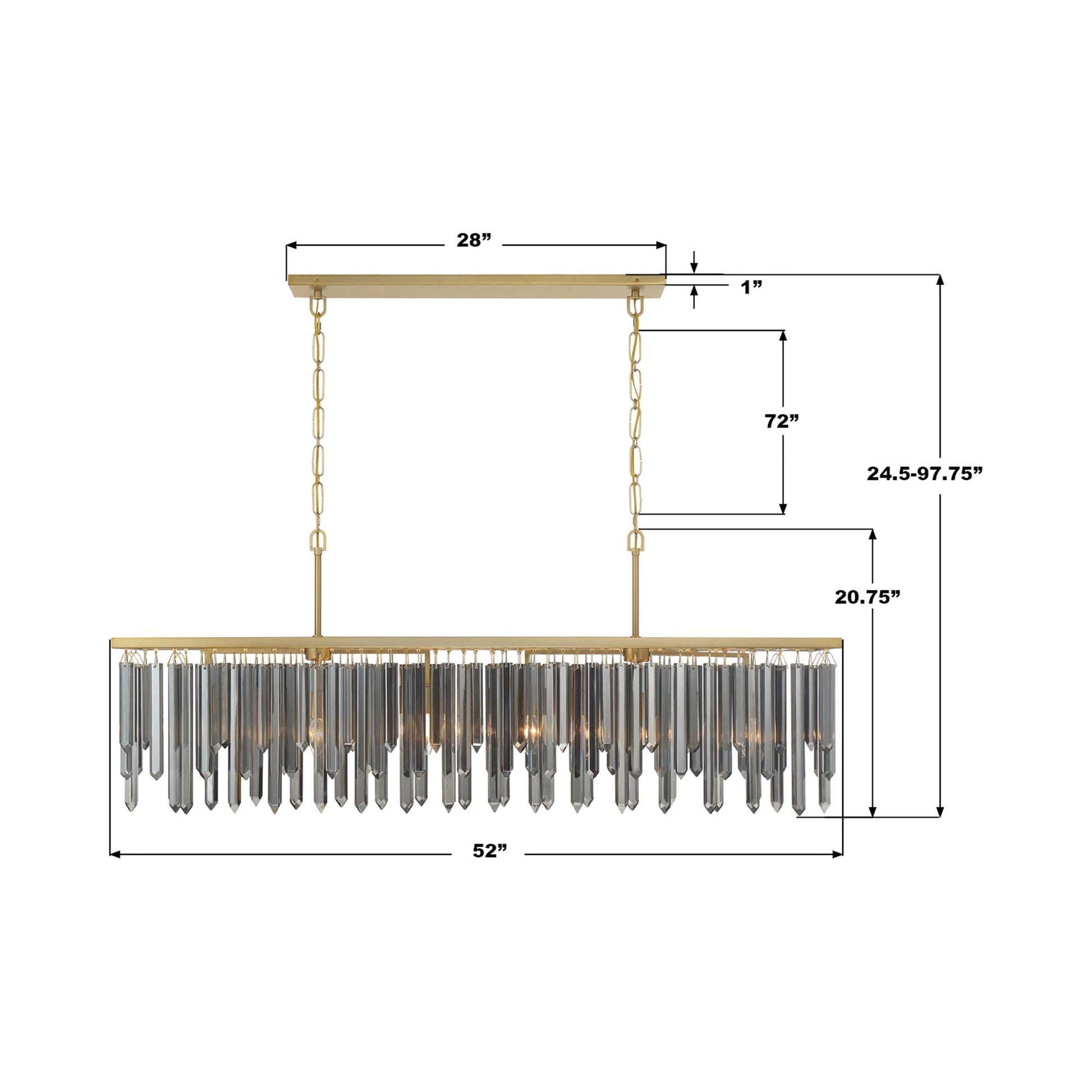Gemma Linear Chandelier - line drawing.