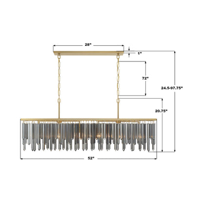 Gemma Linear Chandelier - line drawing.