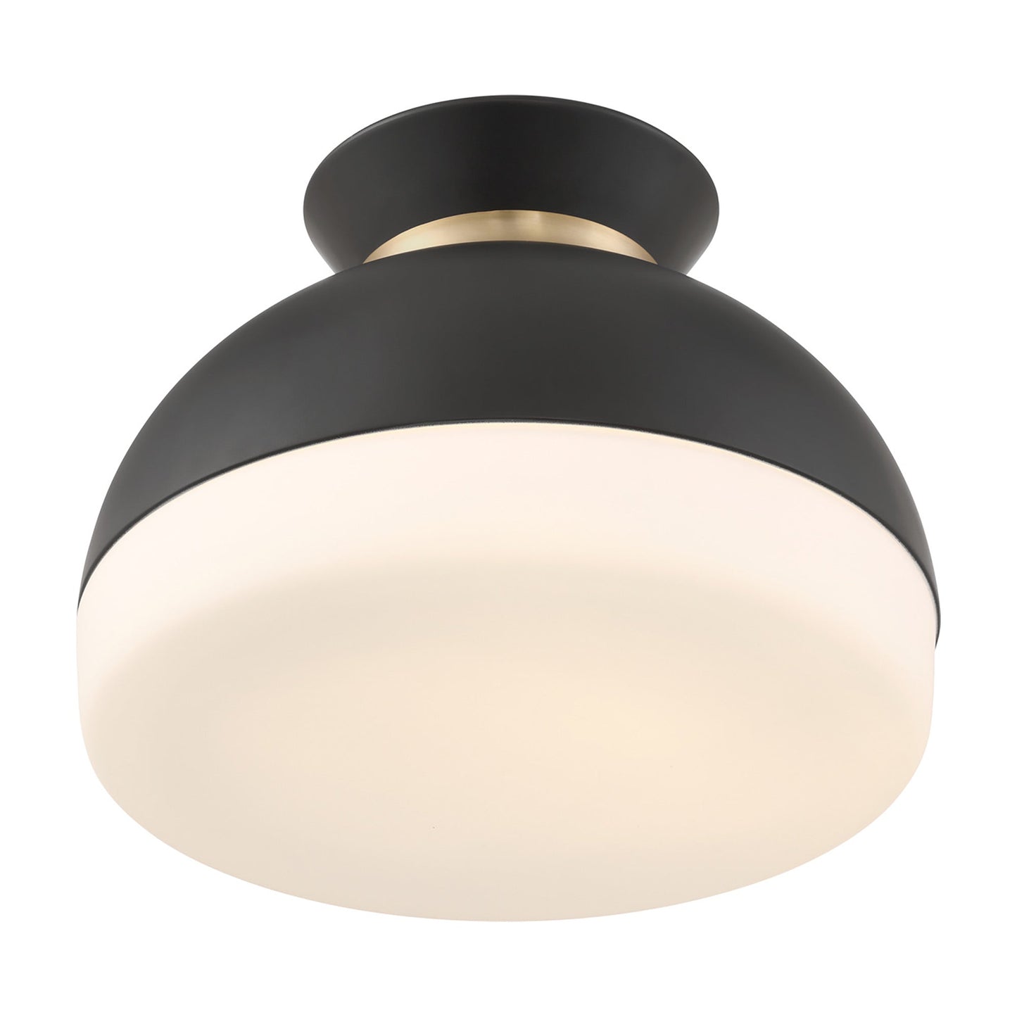 Gidget Flush Mount Ceiling Light in Matte Black/Vibrant Gold (15-Inch).