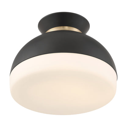 Gidget Flush Mount Ceiling Light in Matte Black/Vibrant Gold (15-Inch).