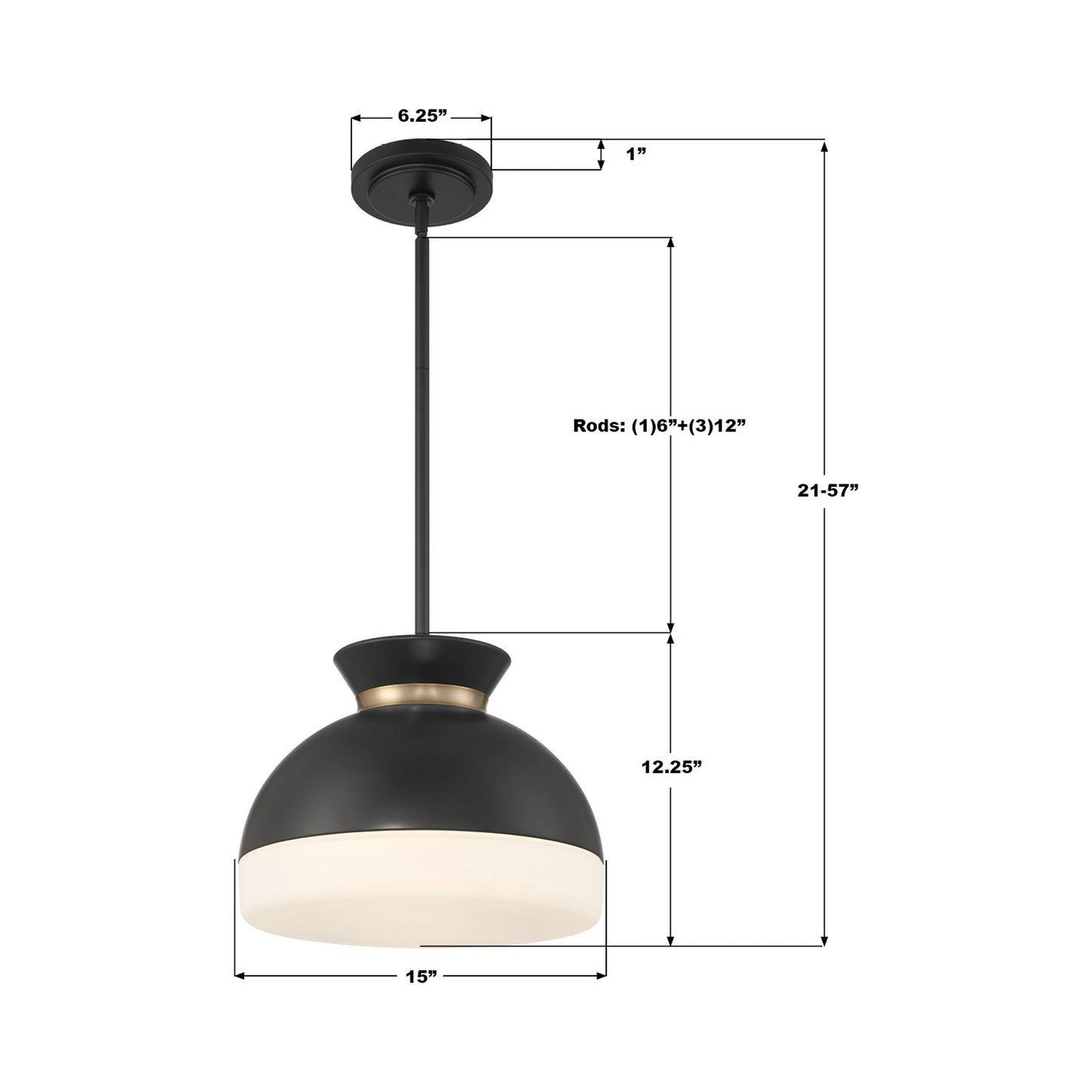 Gidget Mini Pendant Light - line drawing.
